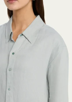 God's True CashmereSilver Solid Linen Button-Front Shirt