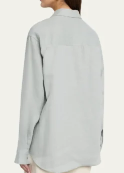 God's True CashmereSilver Solid Linen Button-Front Shirt