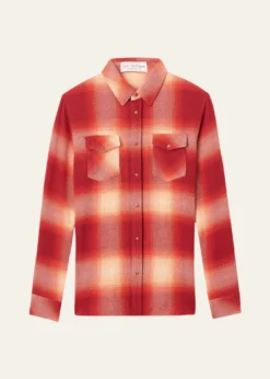 God's True CashmereTomato Shadow Plaid Cashmere Sport Shirt