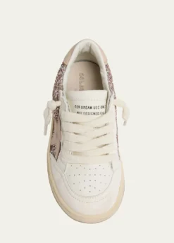 Golden GooseGirl's Ball Star Glitter and Leather Sneakers, Baby/Toddlers