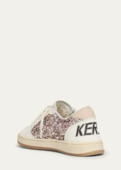 Golden GooseGirl's Ball Star Glitter and Leather Sneakers, Baby/Toddlers