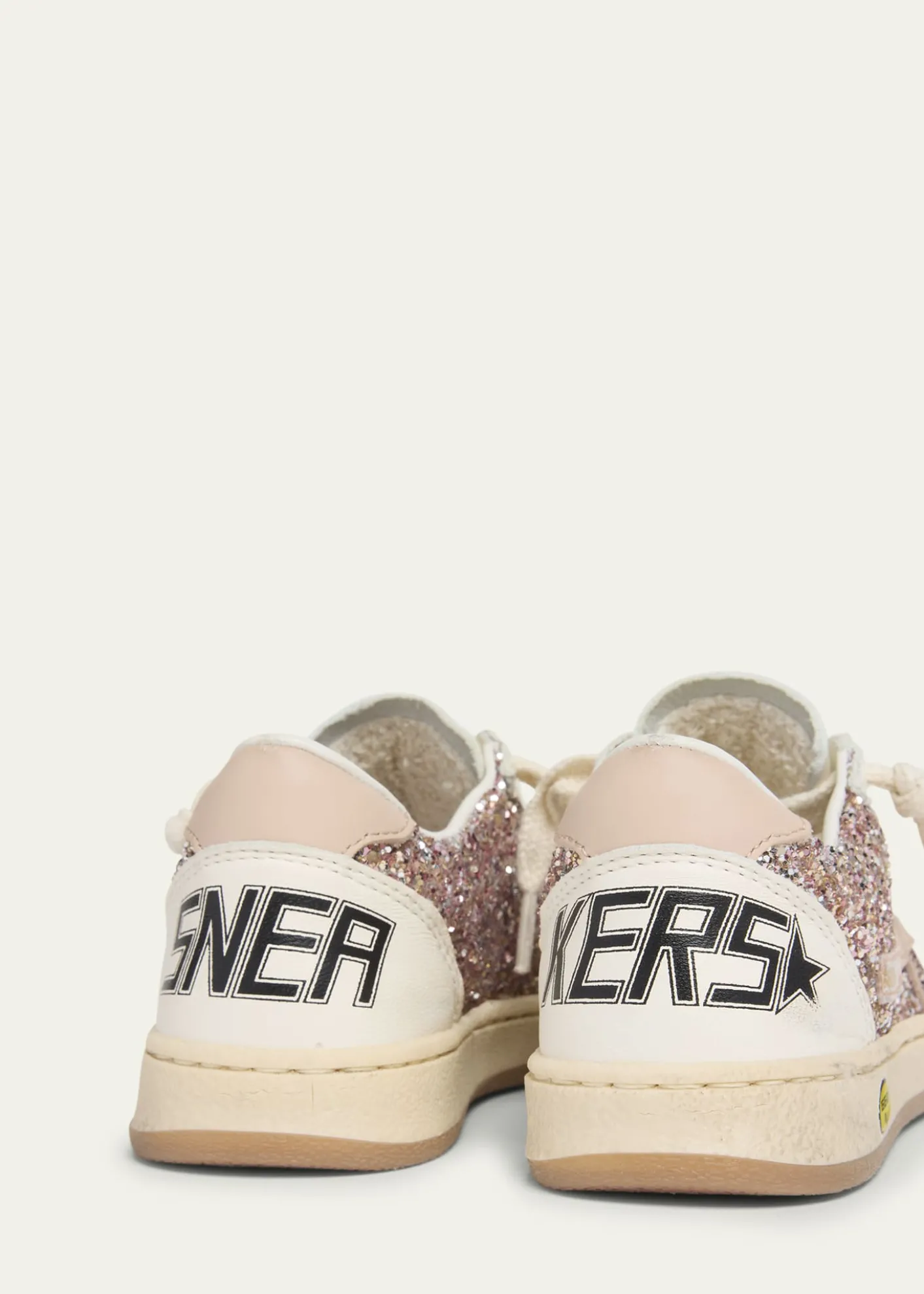 Golden GooseGirl's Ball Star Glitter and Leather Sneakers, Baby/Toddlers