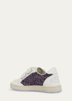 Golden GooseGirl's Ballstar Grip-Strap Glitter Leather Sneakers, Baby/Toddler