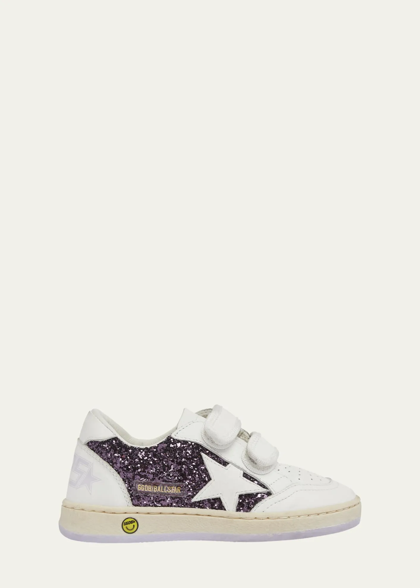 Golden GooseGirl's Ballstar Grip-Strap Glitter Leather Sneakers, Baby/Toddler