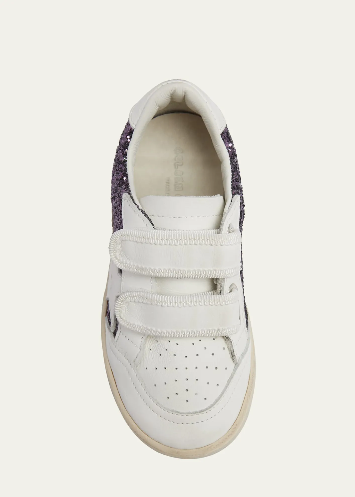 Golden GooseGirl's Ballstar Grip-Strap Glitter Leather Sneakers, Baby/Toddler