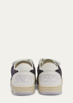 Golden GooseGirl's Ballstar Grip-Strap Glitter Leather Sneakers, Baby/Toddler