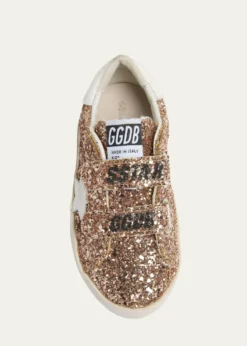 Golden GooseGirl's Old School Glitter and Leather Dual-Grip Sneakers, Baby/Toddler