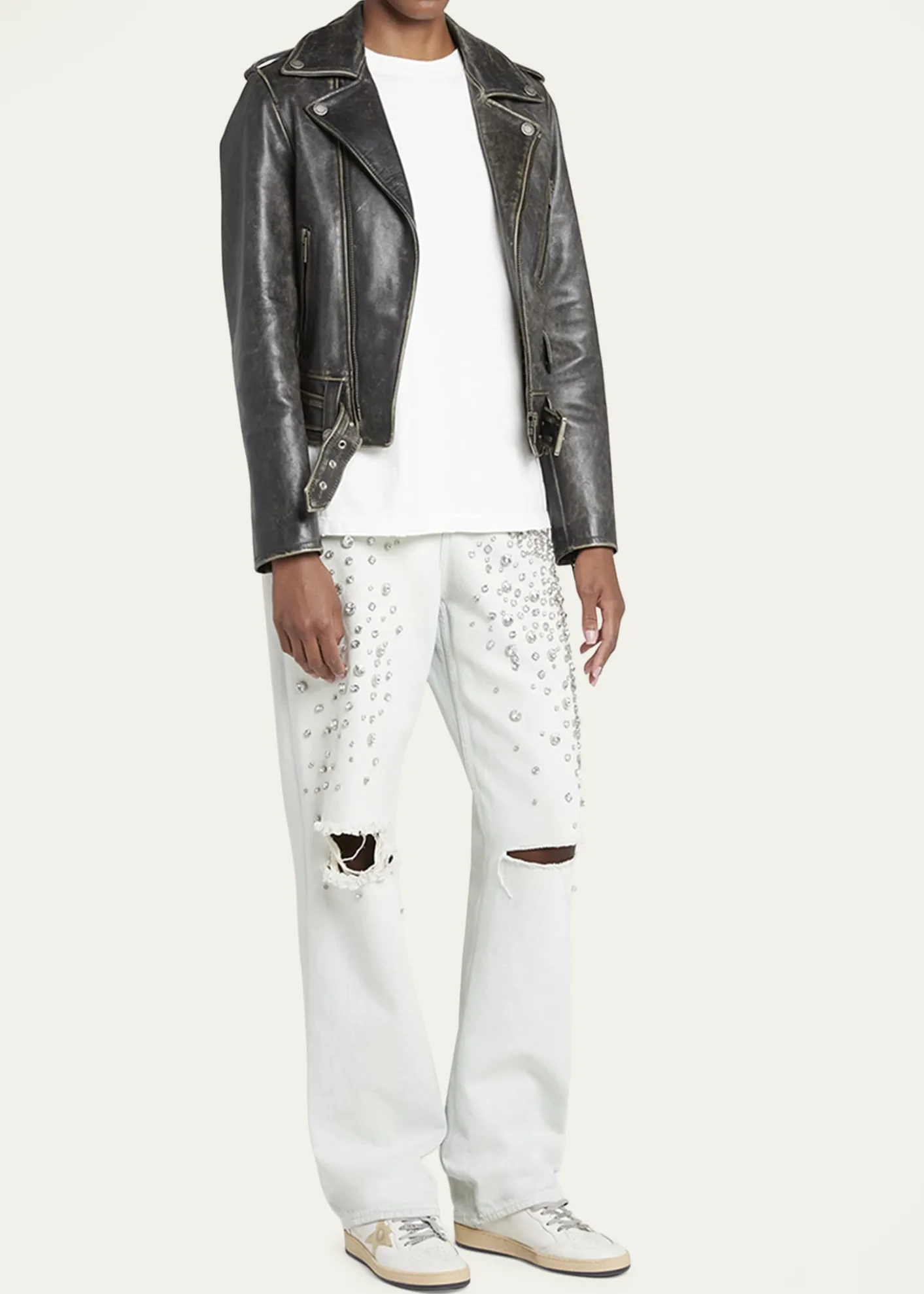 Golden GooseBall Star Mixed Leather Low-Top Sneakers
