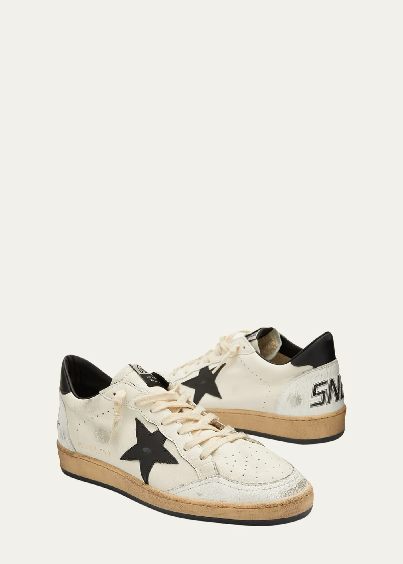 Golden GooseMen's Ball Star Distressed Leather Low-Top Sneakers
