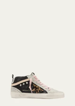 Golden GooseMid Star Glitter Leopard Wing-Tip Sneakers