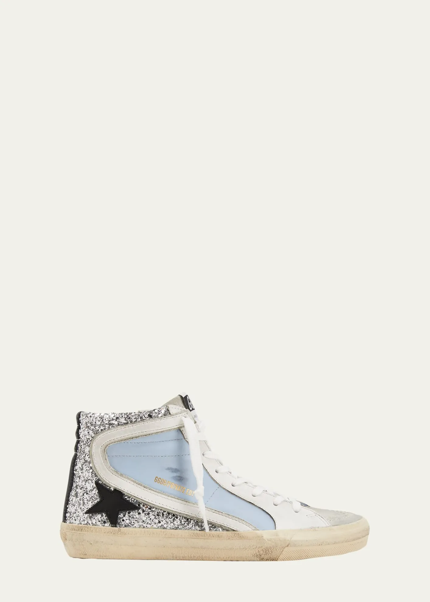 Golden GooseSlide Mid-Top Glitter Leather Sneakers