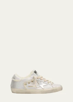Golden GooseSuper-Star Metallic Leather and Shearling Sneakers