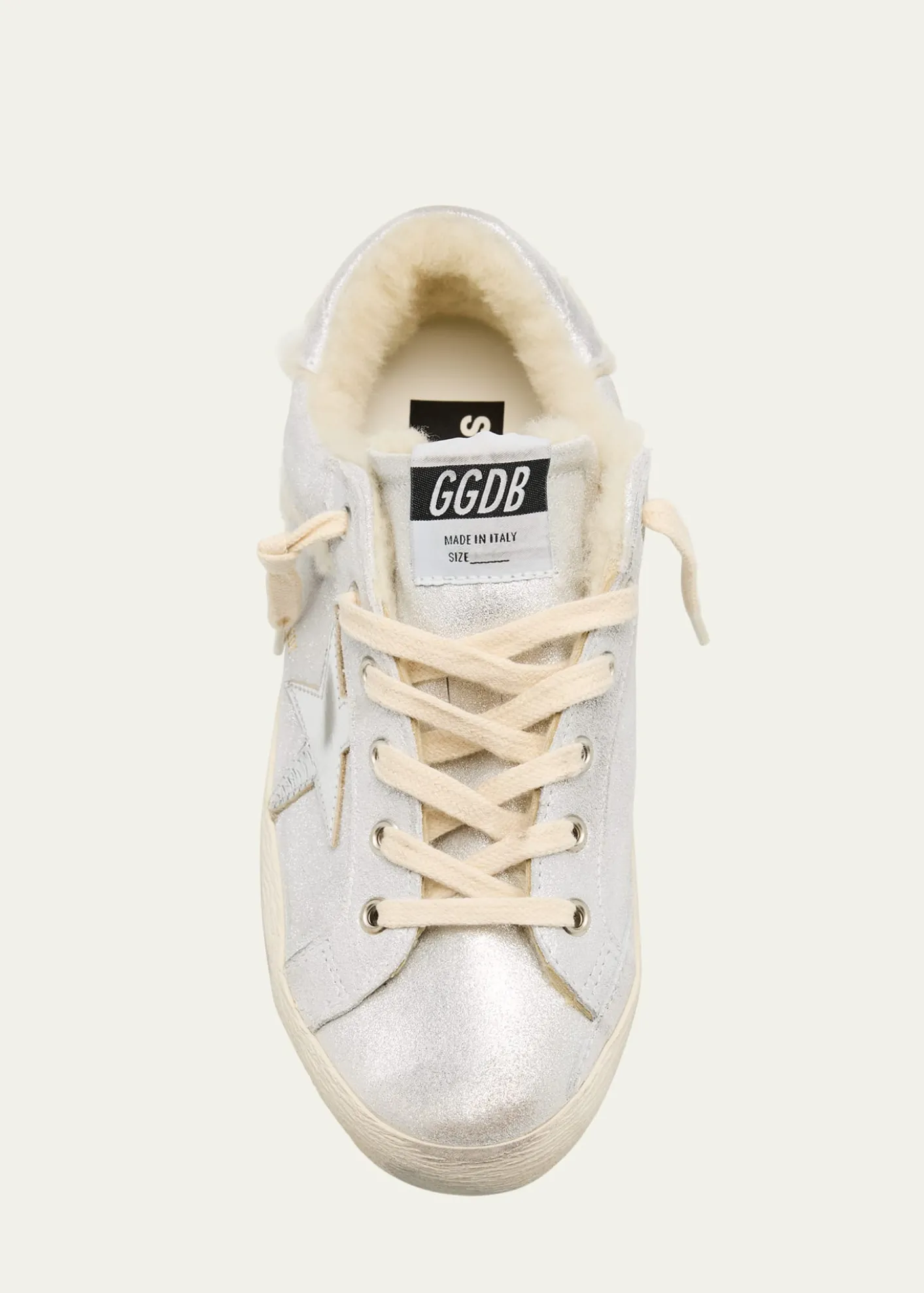 Golden GooseSuper-Star Metallic Leather and Shearling Sneakers