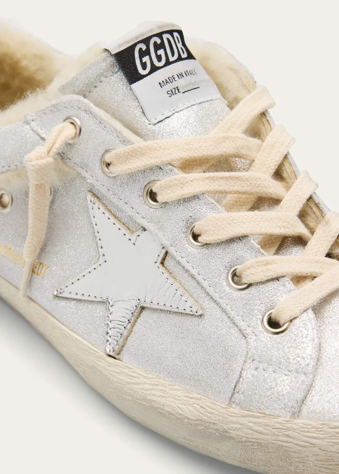 Golden GooseSuper-Star Metallic Leather and Shearling Sneakers