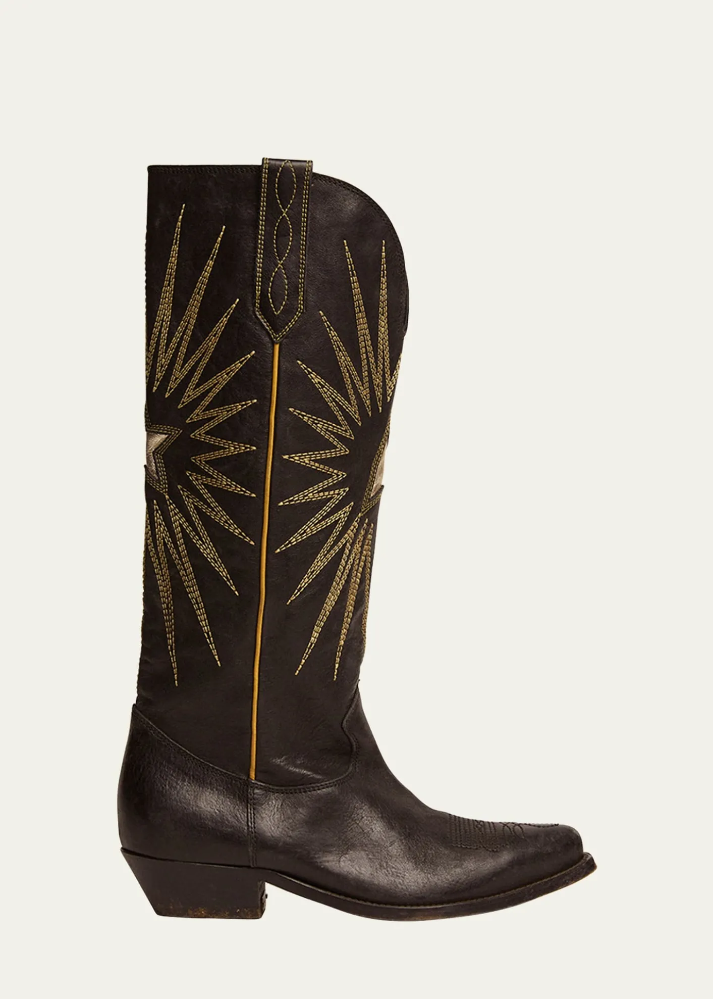 Golden GooseWish Star Embroidered Leather Western Boots