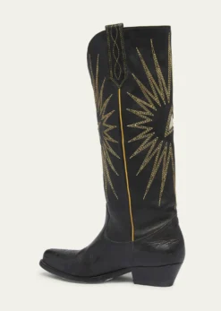 Golden GooseWish Star Embroidered Leather Western Boots