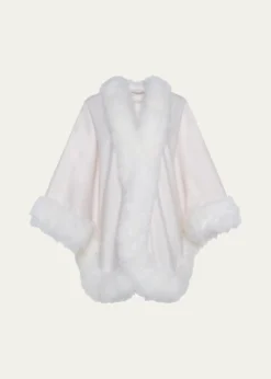 GorskiCashmere Cape with Toscana Shearling Lamb Trim