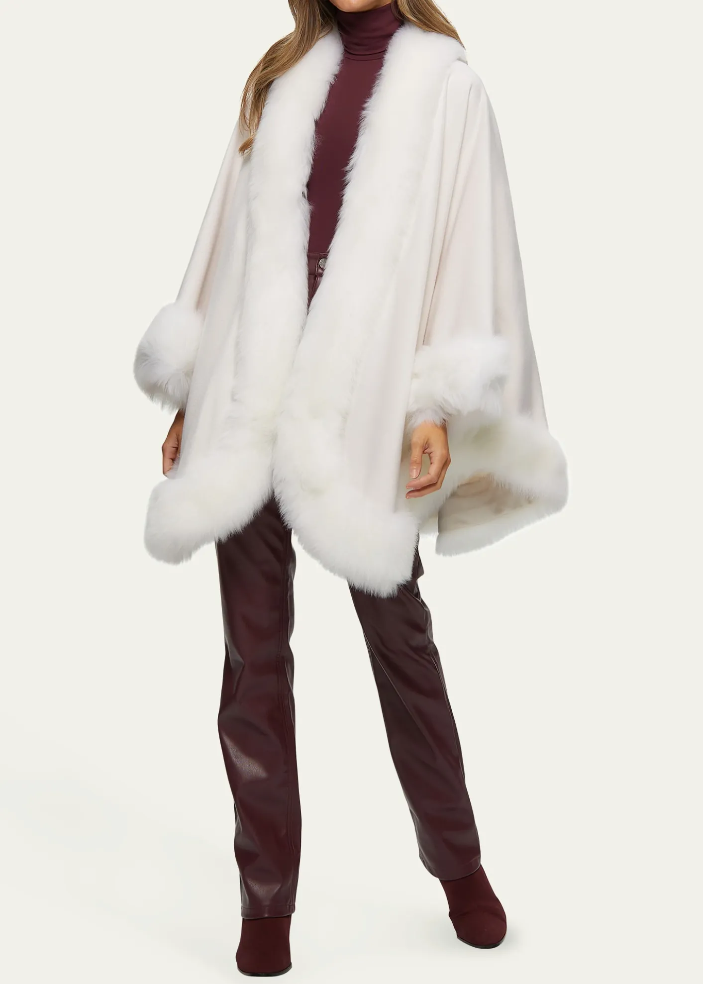 GorskiCashmere Cape with Toscana Shearling Lamb Trim