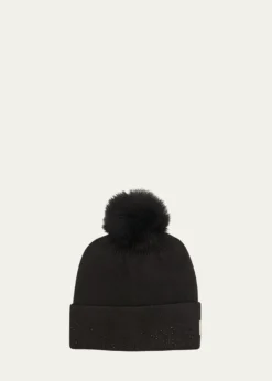 GorskiEmbellished Toscana Lamb Pom Knit Beanie