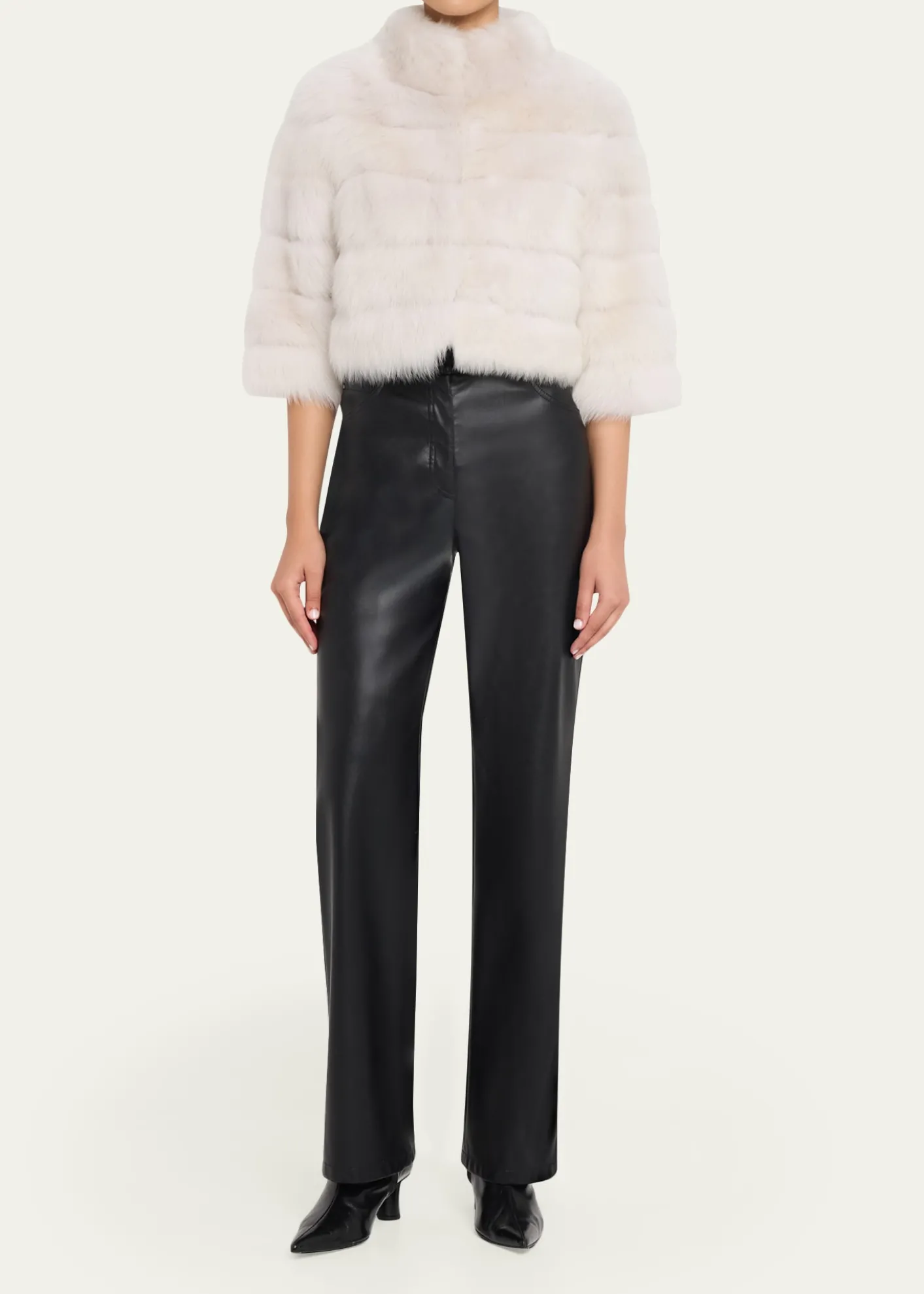 GorskiLamb Shearling 3/4-Sleeve Crop Coat