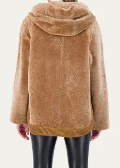 GorskiReversible Textured Shearling Lamb Zip Hooded Jacket