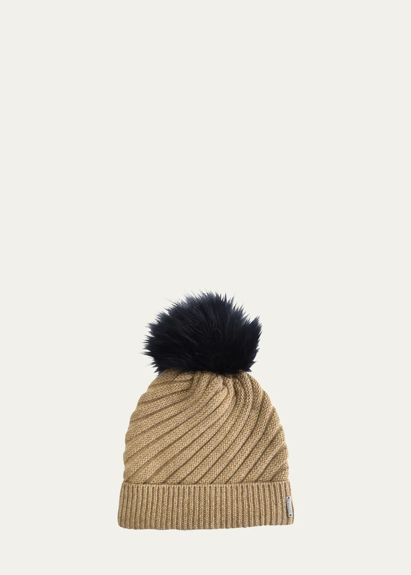 GorskiSelect Cashmere Beanie with Lamb Shearling Pom