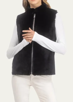 GorskiSelect Lamb Shearling Zip Vest with Loro Piana Wool Back