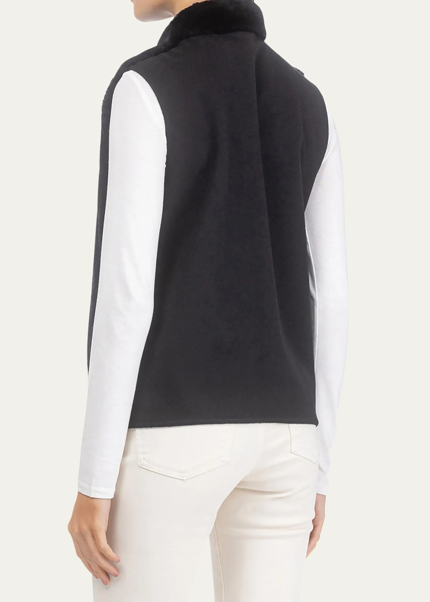 GorskiSelect Lamb Shearling Zip Vest with Loro Piana Wool Back