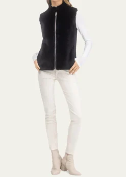 GorskiSelect Lamb Shearling Zip Vest with Loro Piana Wool Back