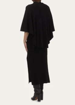 GorskiSelect Wool Capelet With Lamb Shearling Poms