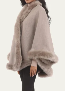 GorskiWool and Cashmere Cape with Merinillo Shearling Lamb Trim