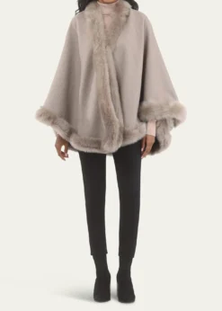 GorskiWool and Cashmere Cape with Merinillo Shearling Lamb Trim