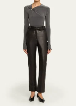 GRACE LINGClaw Gathered Neck Long-Sleeve Top