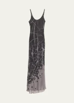 GRACE LINGCracked Velvet Burnout Bias-Cut Maxi Dress