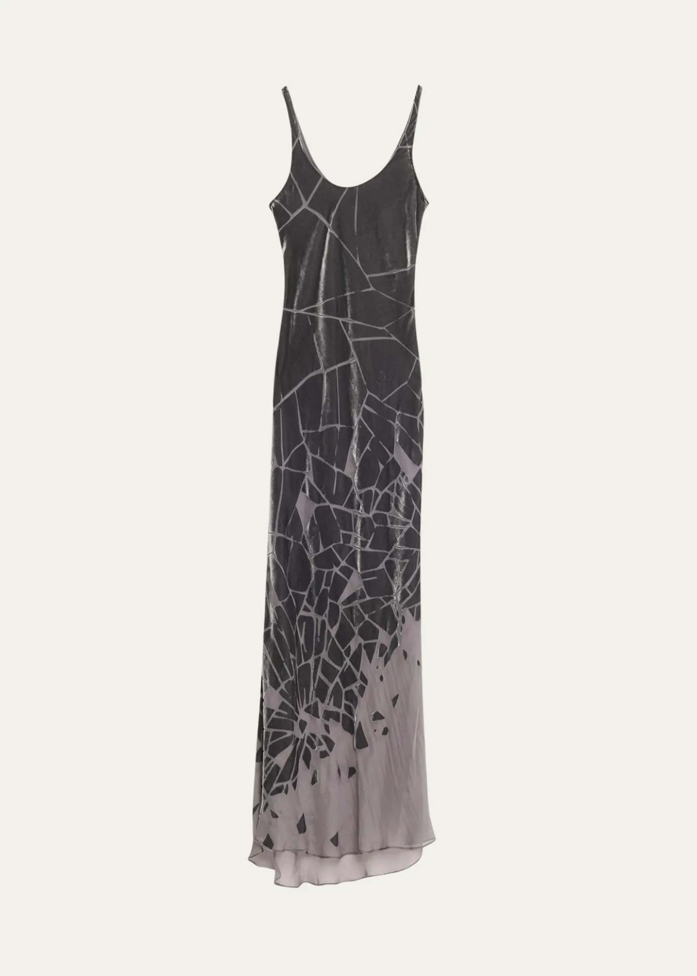 GRACE LINGCracked Velvet Burnout Bias-Cut Maxi Dress