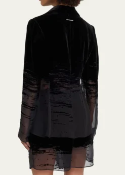GRACE LINGGlitch Devore Velvet Chiffon Tailored Jacket