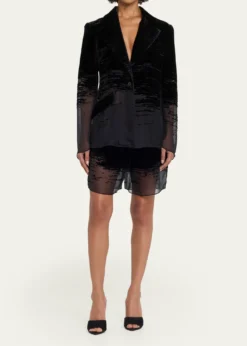 GRACE LINGGlitch Devore Velvet Chiffon Tailored Jacket