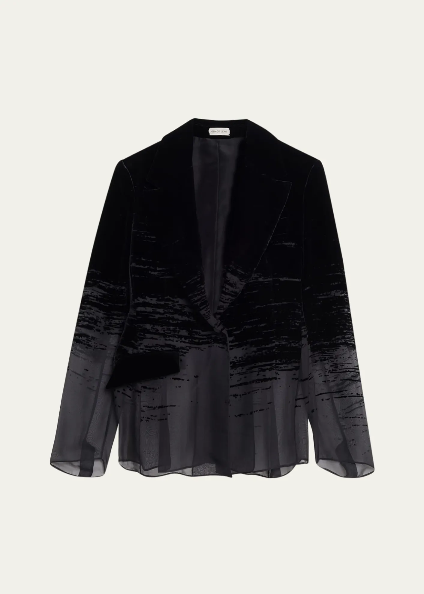 GRACE LINGGlitch Devore Velvet Chiffon Tailored Jacket