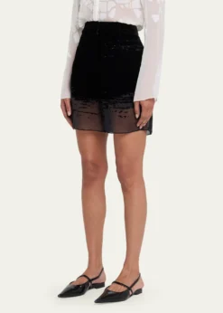 GRACE LINGGlitch Devoré Velvet Sheer Chiffon Shorts