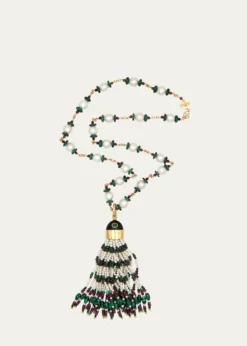Grazia And Marica VozzaGold Chain and Charm Tassel Necklace
