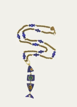 Grazia And Marica VozzaLapis, Malachite and Tiger's Eye Fish Pendant Necklace