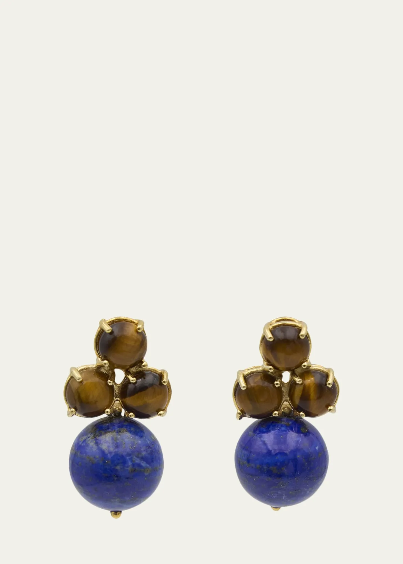 Grazia And Marica VozzaTris and Boule Earrings with Tiger's Eye and Lapis