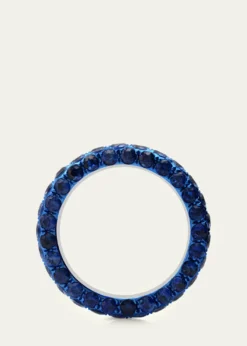 Graziela GemsBlue Rhodium Blue Sapphire 3-Sided Band Ring