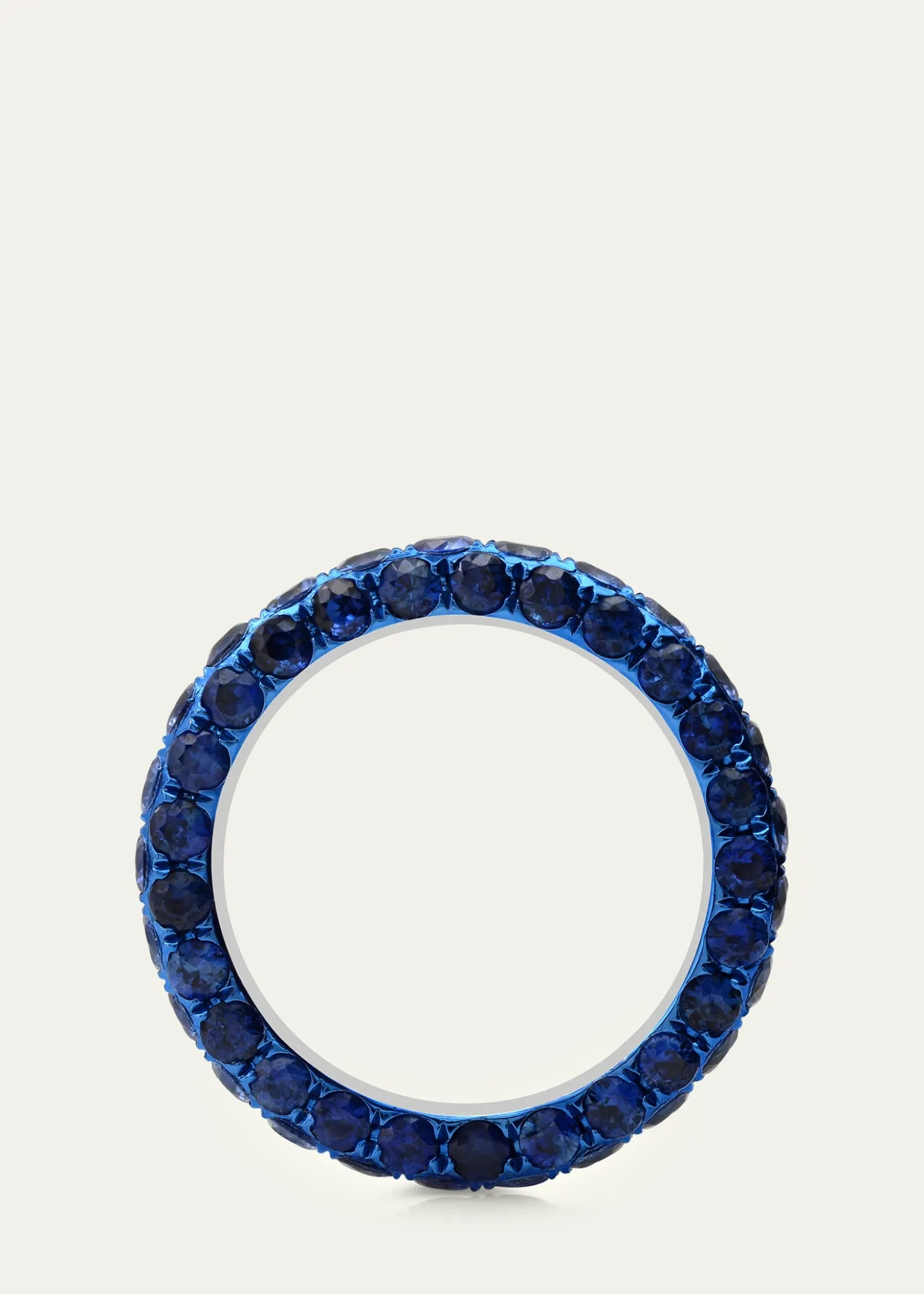 Graziela GemsBlue Rhodium Blue Sapphire 3-Sided Band Ring