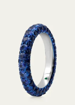 Graziela GemsBlue Rhodium Blue Sapphire 3-Sided Band Ring