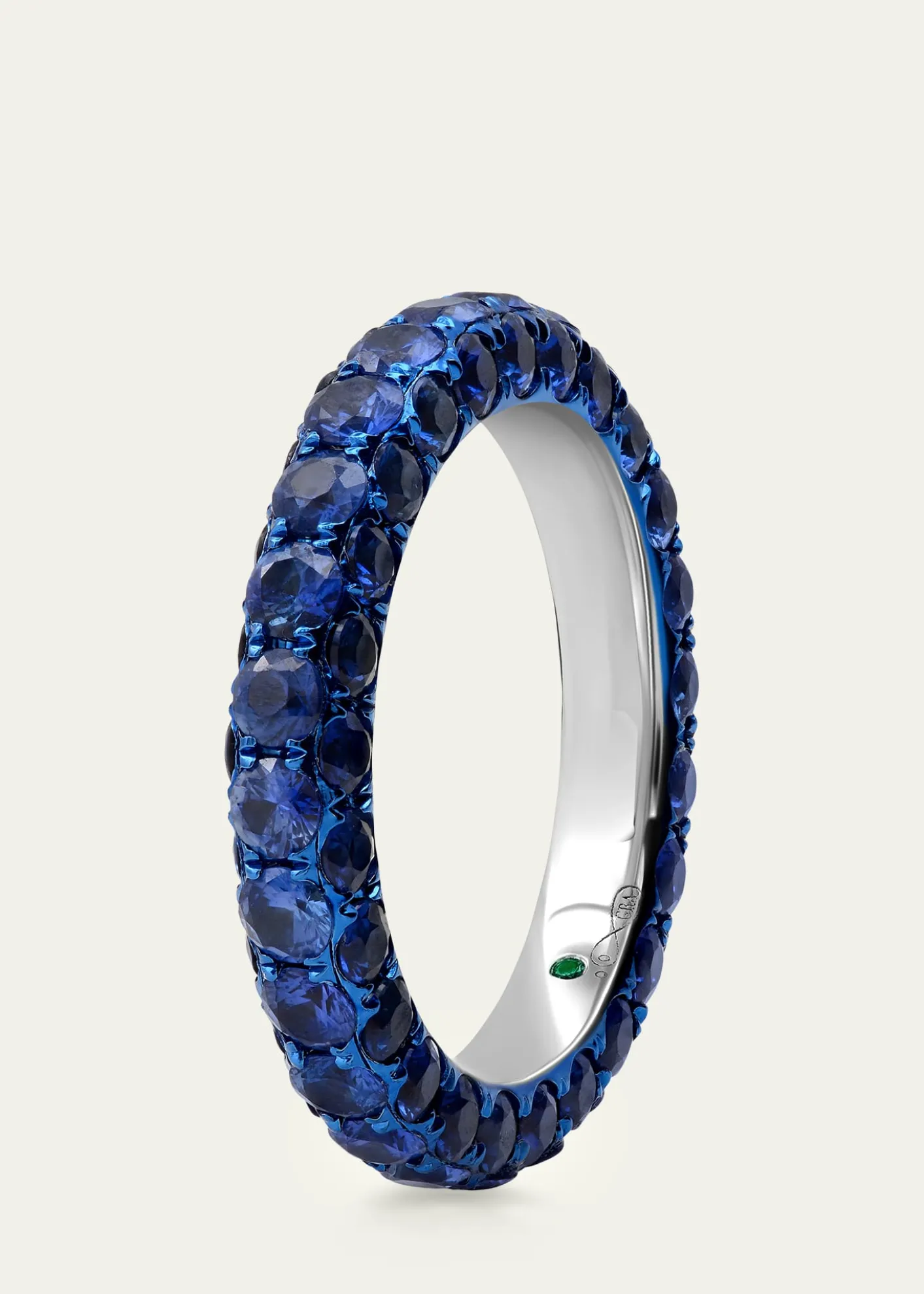 Graziela GemsBlue Rhodium Blue Sapphire 3-Sided Band Ring