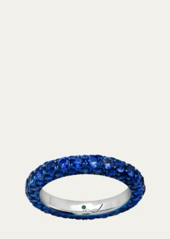 Graziela GemsBlue Rhodium Blue Sapphire 3-Sided Band Ring