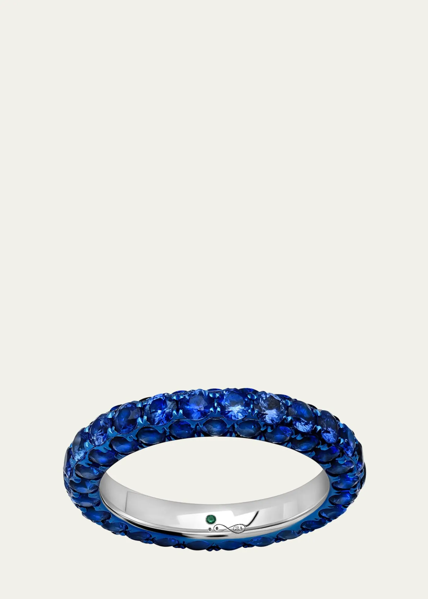 Graziela GemsBlue Rhodium Blue Sapphire 3-Sided Band Ring