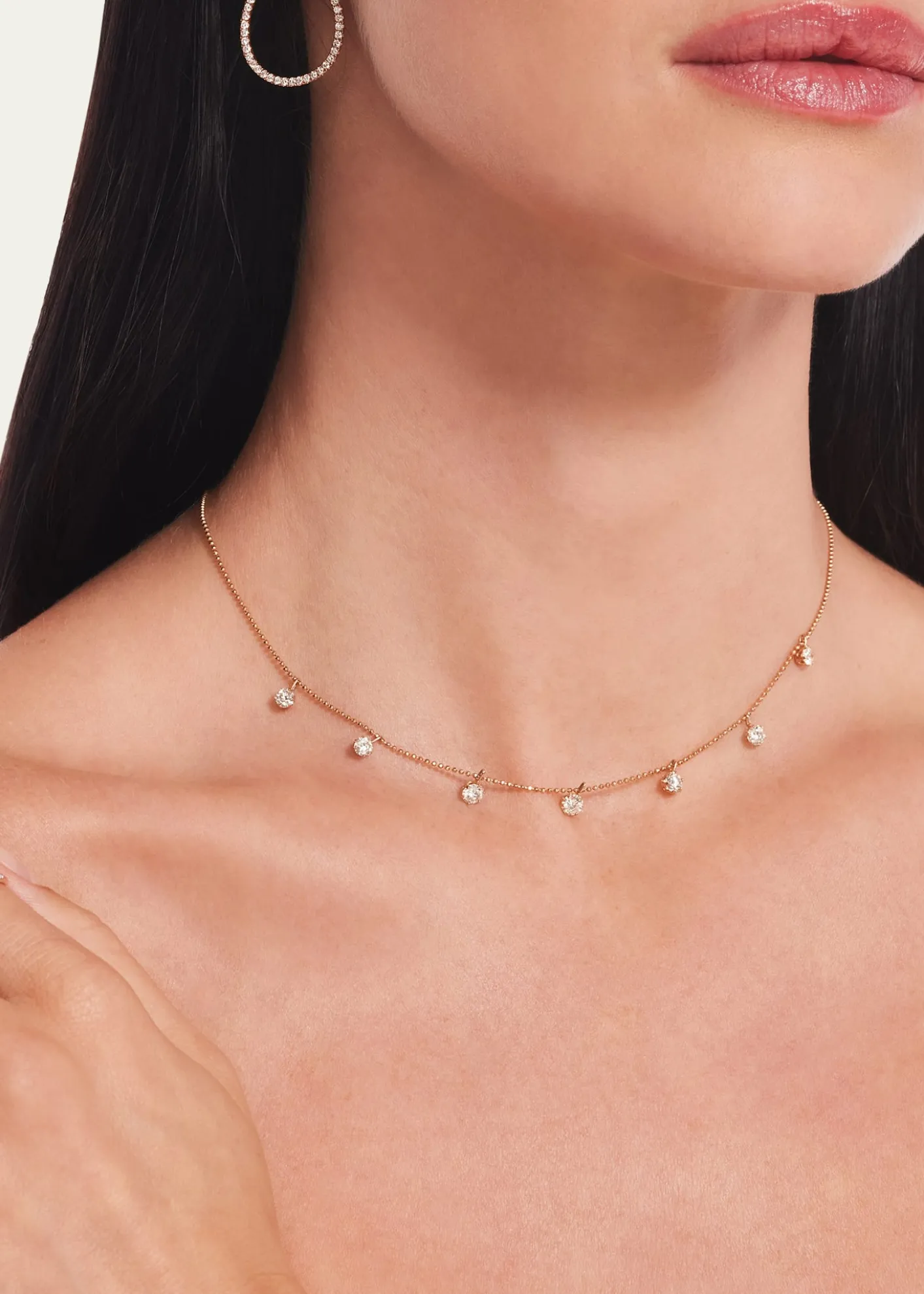 Graziela Gems18K Rose Gold Medium Floating Diamond Necklace