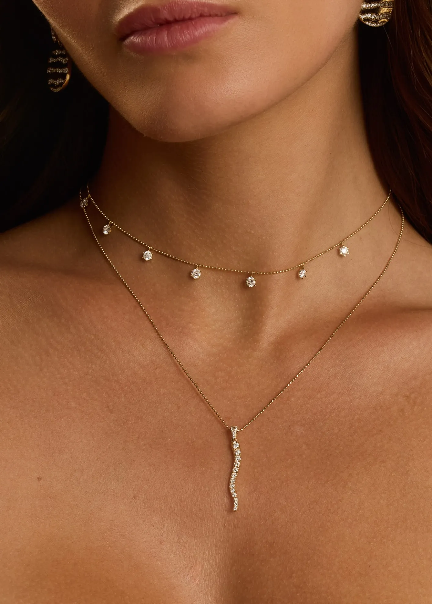 Graziela Gems18K Yellow Gold Medium Floating Diamond Necklace